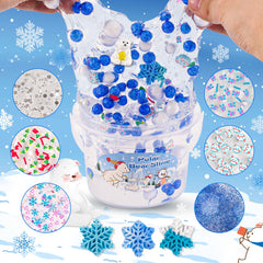 LAWOHO DIY butter slime clay blends white, light blue, and dark blue colors