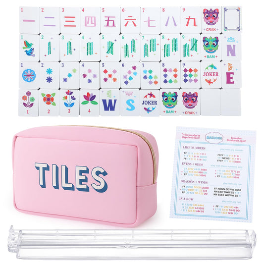 LaRandom mini-mahjong-tiles close-up with bright beginner-friendly patterns