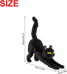 Larcele Cat micro building blocks reveal a black cat side detail, ideal for collectors.