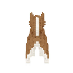 Larcele micro dog blocks completed model proudly displayed on a shelf.