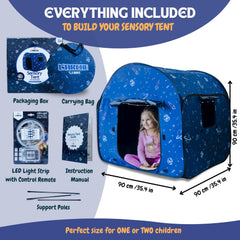 L'Arche sensory tent is portable for classrooms and therapy spaces.