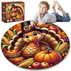 Larchio Thanksgiving floor puzzle 70pcs with turkey and pumpkins supports early spatial skills.