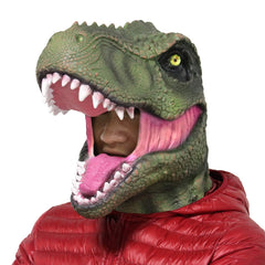 LarpGears T-Rex head mask close-up showing latex texture for realism