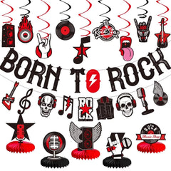 Larrazabal Born to Rock banner creates a bold party backdrop.