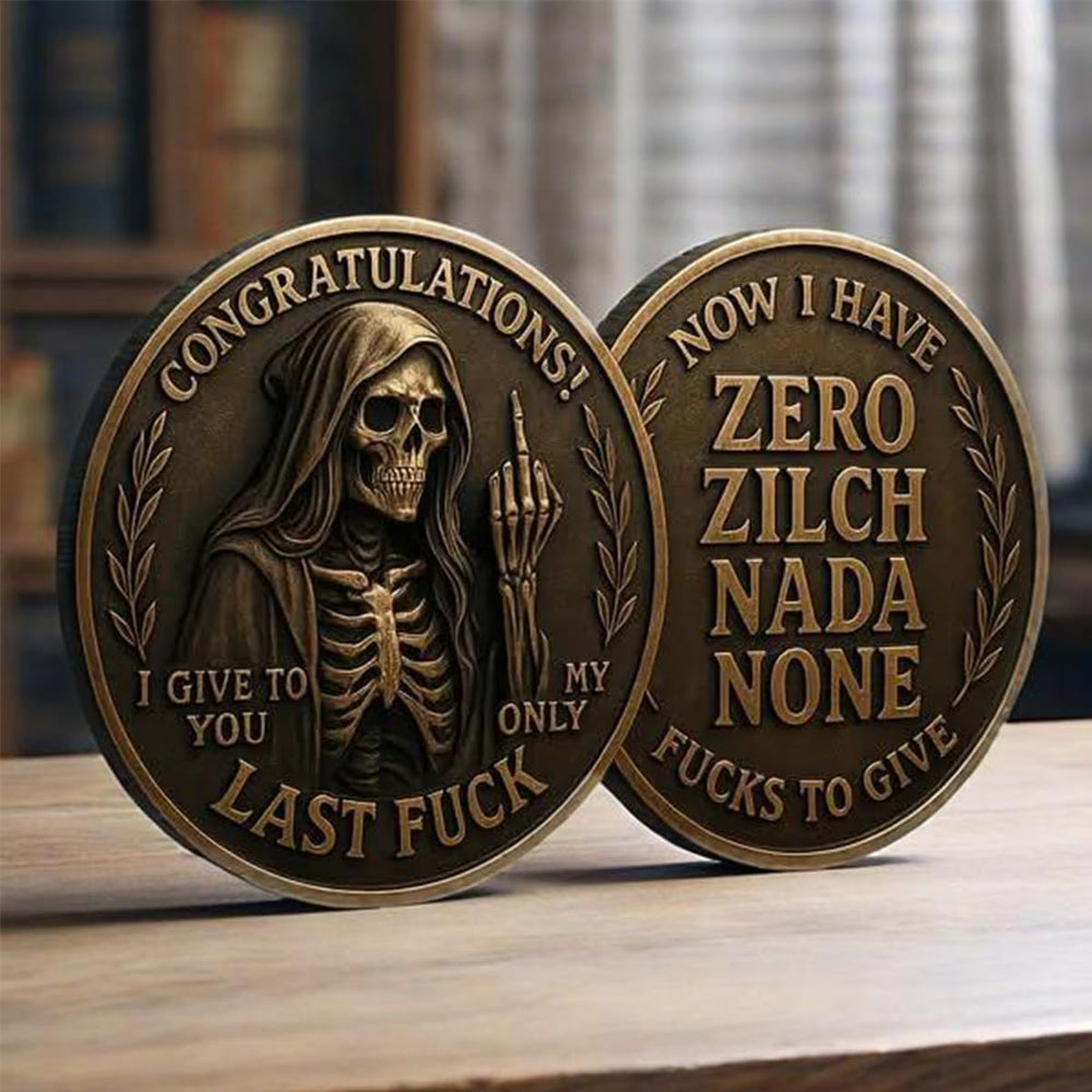 Last Fuck to Give pocket token, portable humor for on-the-go moments.
