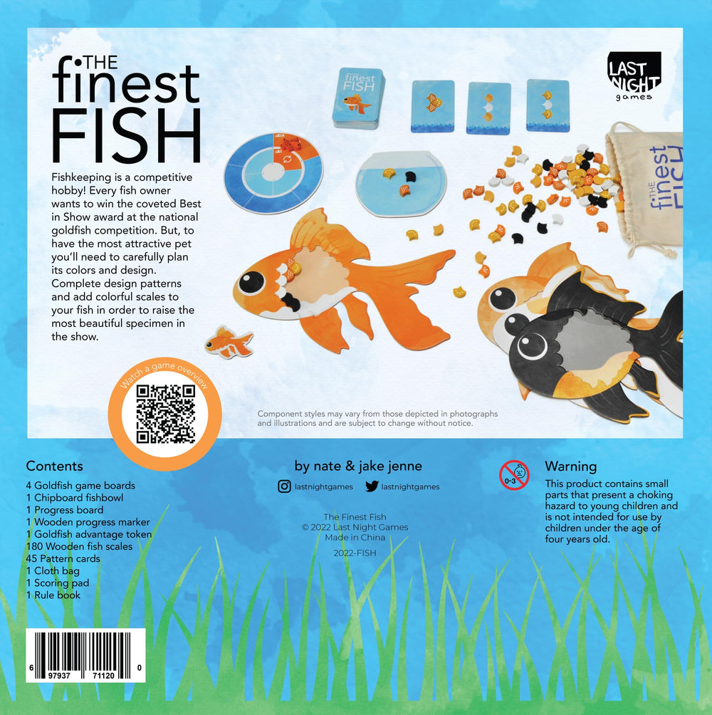 Last Night Games The Finest Fish play scene showing a family-friendly setup