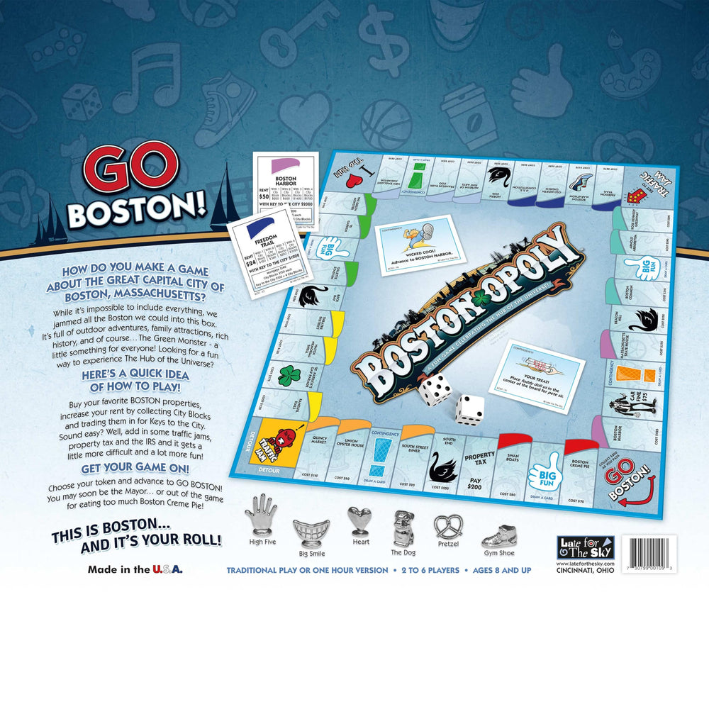 Late for the Sky Boston-Opoly box packaging, ready for gifting