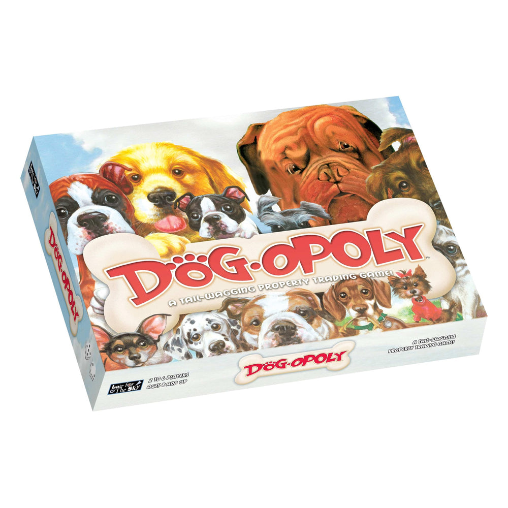 Late for The Sky Dog-Opoly cover shows a colorful dog-themed board for family nights