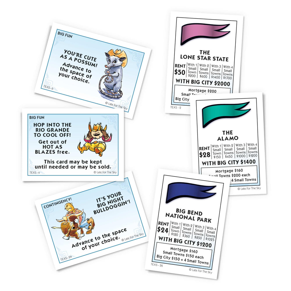 Late for the Sky Texas-opoly football token for competitive game nights