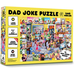 Laugh with Life dad joke puzzle scene 1, perfect for family game night and collaboration