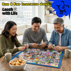 Laugh with Life dad joke puzzle scene 5, vivid artwork with seek-and-find humor surprises