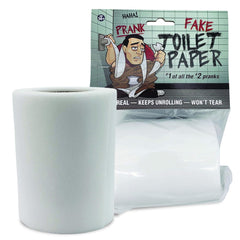 Laughing Smith No Tear Prank Toilet Paper, front view, a sturdy gag prop for playful reactions.