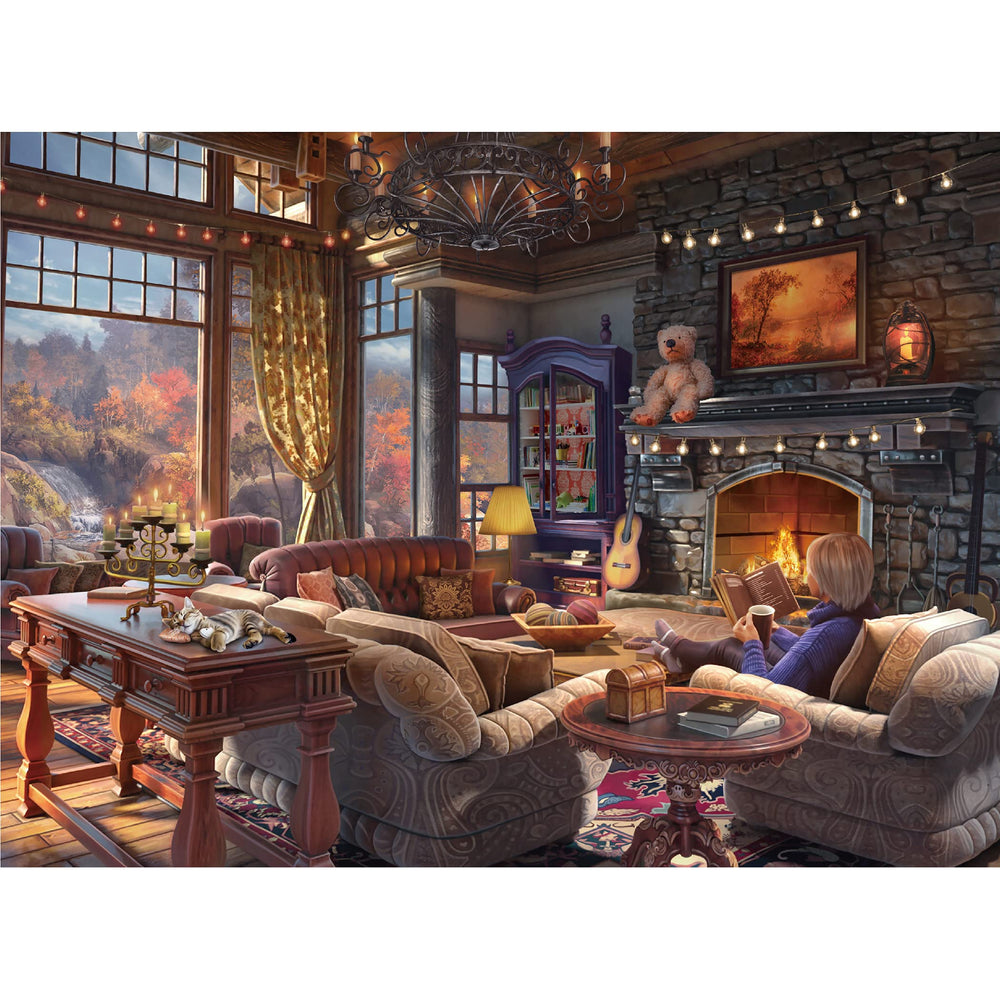 Lavievert 500pc puzzle premium material close-up shows thick, durable cardboard for repeated use.