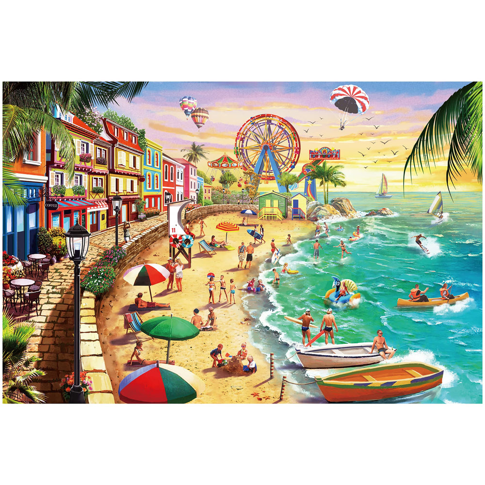 Lavievert jigsaw beach puzzle box showing premium materials and vivid colors