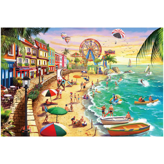 Lavievert jigsaw beach puzzle box showing premium materials and vivid colors