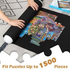 Inflatable tube demonstrates secure, leak-free storage for unfinished puzzles.