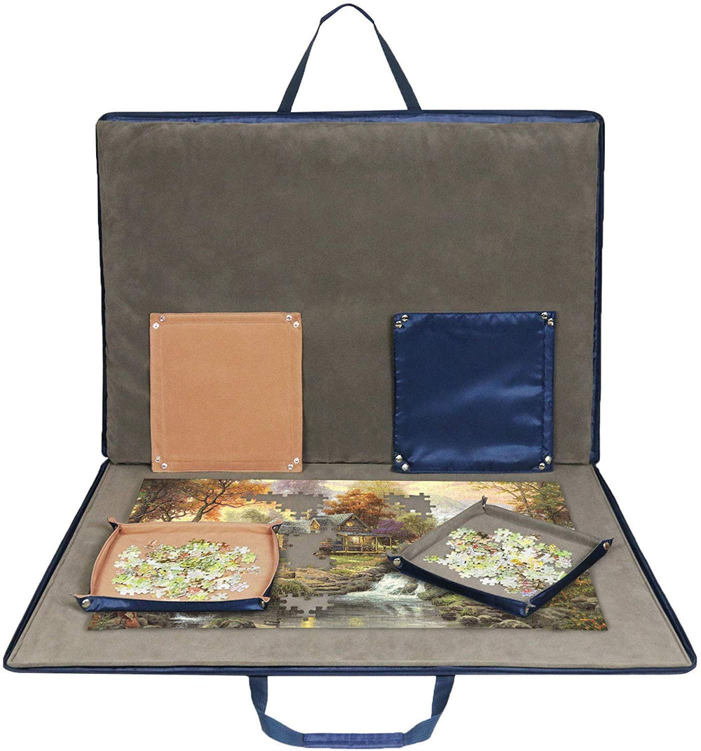 Lavievert puzzle board with padded cover protects unfinished puzzles during storage.
