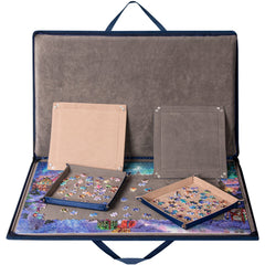 Lavievert puzzle-board padded cover protects pieces during storage.
