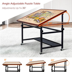 Lavievert puzzle table height adjustment enables personalized posture during puzzles.