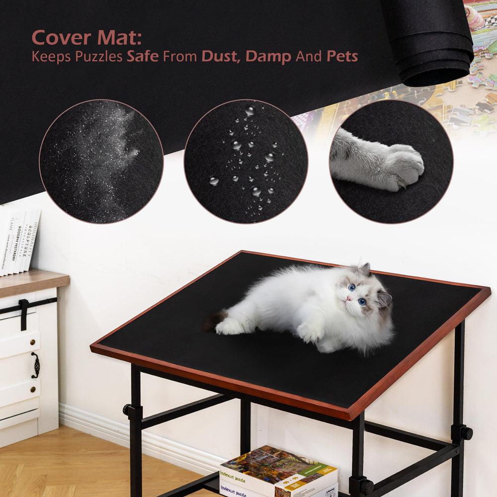 Lavievert puzzle table storage shelf keeps trays and accessories organized.