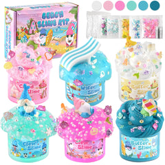 LAWOHO 6-pack slimes pink blue collection for vibrant sensory play and party favors.