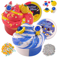 LAWOHO galaxy slime bottle with yellow and red colors for creative play
