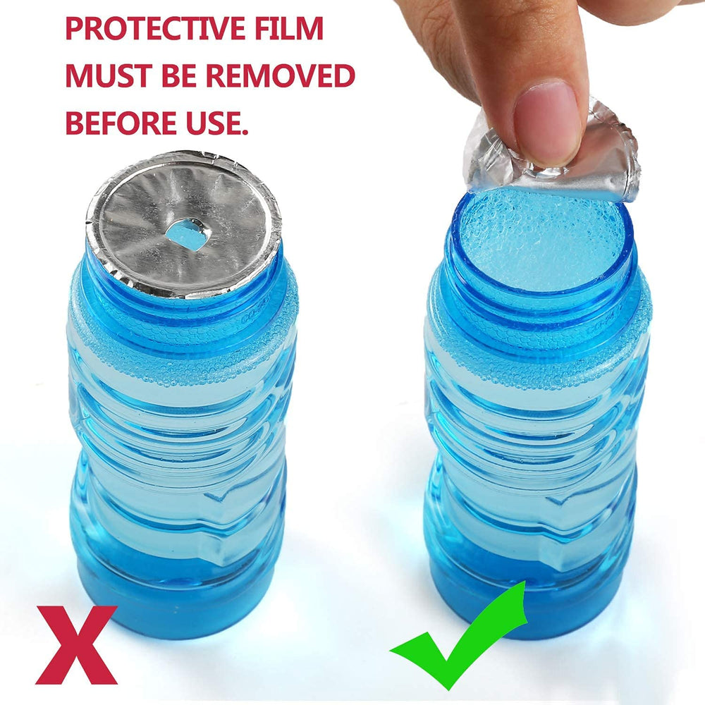 Laxdacee bubble gun blue light-up trigger in action for wind-up fun