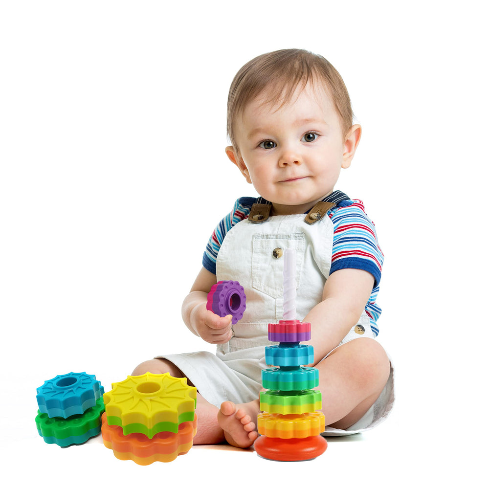 LBAIBB Rainbow Spin Tower ready as a thoughtful toddler gift