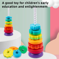 LBAIBB Rainbow Spin Tower child stacking discs for developing coordination.
