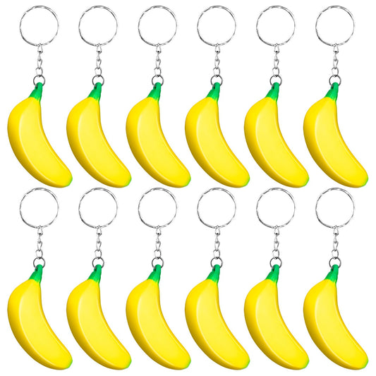 LBSXQGS banana keychain close-up shows soft rubber texture ideal for fidgeting