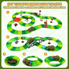 LCIMG Dinosaur race cars with lights enhance nighttime play and visibility.