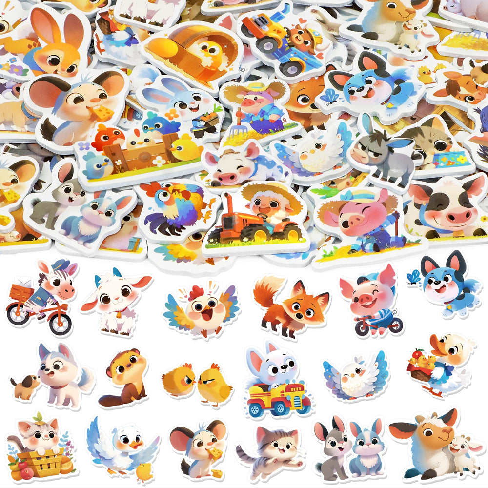 Lckaent foam stickers farm animals, vibrant colors for water bottles and notebooks