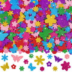 Lckaent foam stickers with vibrant flower and butterfly designs for kids crafts