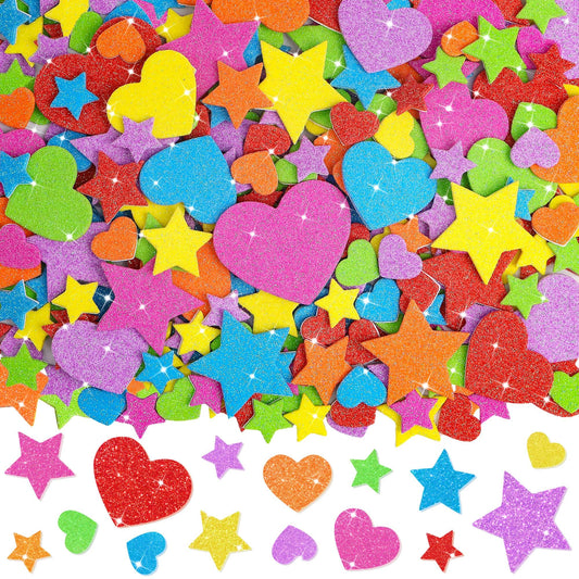 Lckaent glitter heart foam sticker for bright valentine crafts