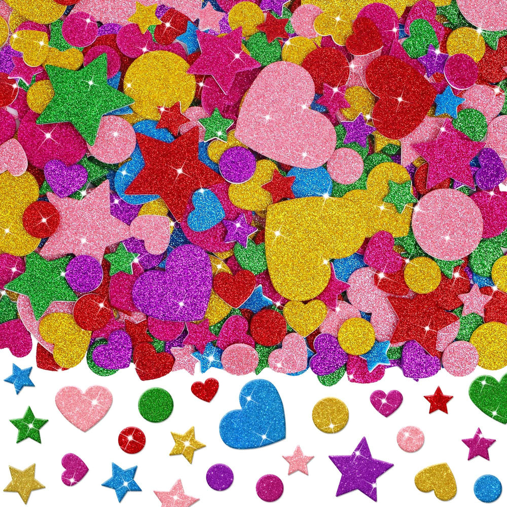 Lckaent foam stickers heart-star-circle mix for scrapbooks and cards.