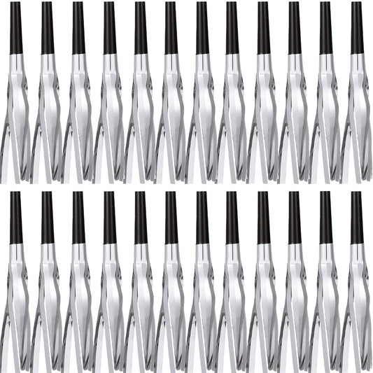 LCPQMZGH silver glitter fringed noise makers horns close-up, durable party favors for celebrations.