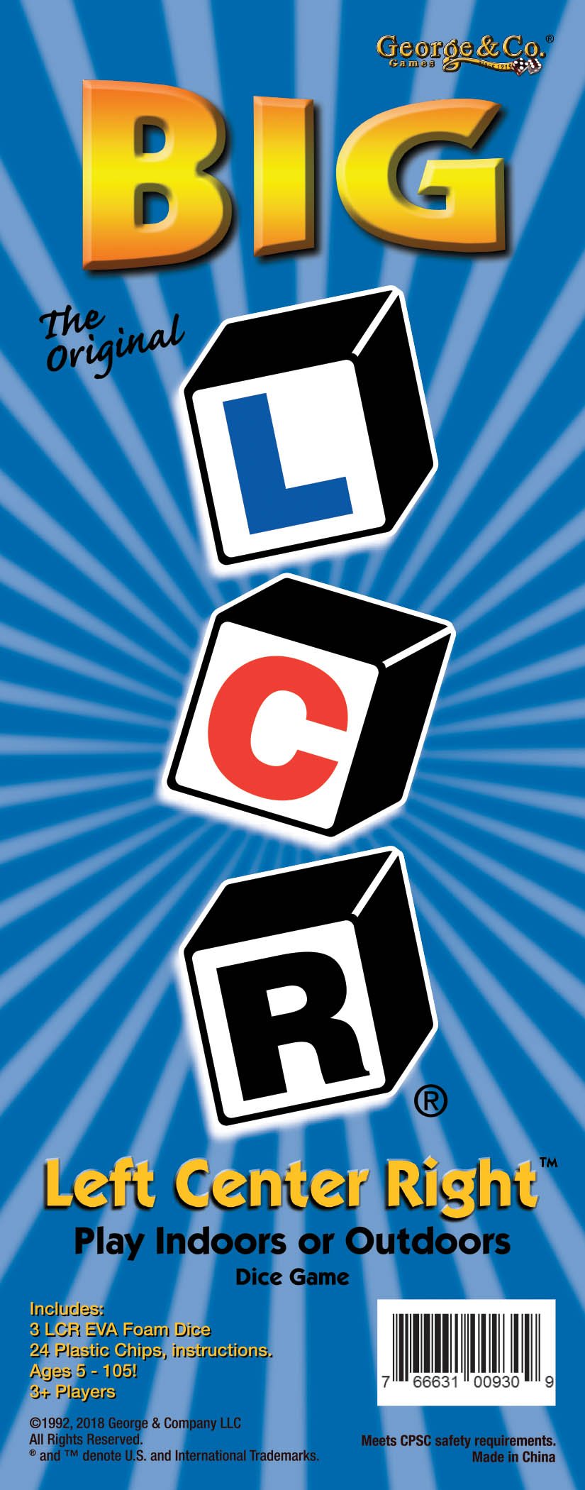 LCR Big Left Center Right chips set of 24 for quick game action