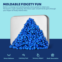LCVUUK Magnetic Putty Rocks blue pebbles forming a structure on desk