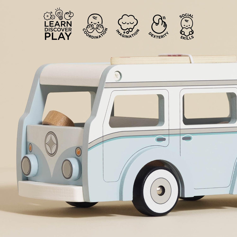 Le Toy Van campervan interior layout fosters cooperative pretend play