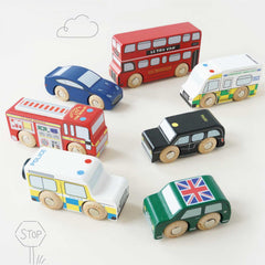 Le Toy Van London Car Set ambulance for caring adventures.
