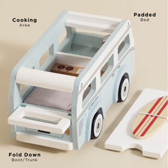 Le Toy Van wooden campervan finish adds warmth to playtime
