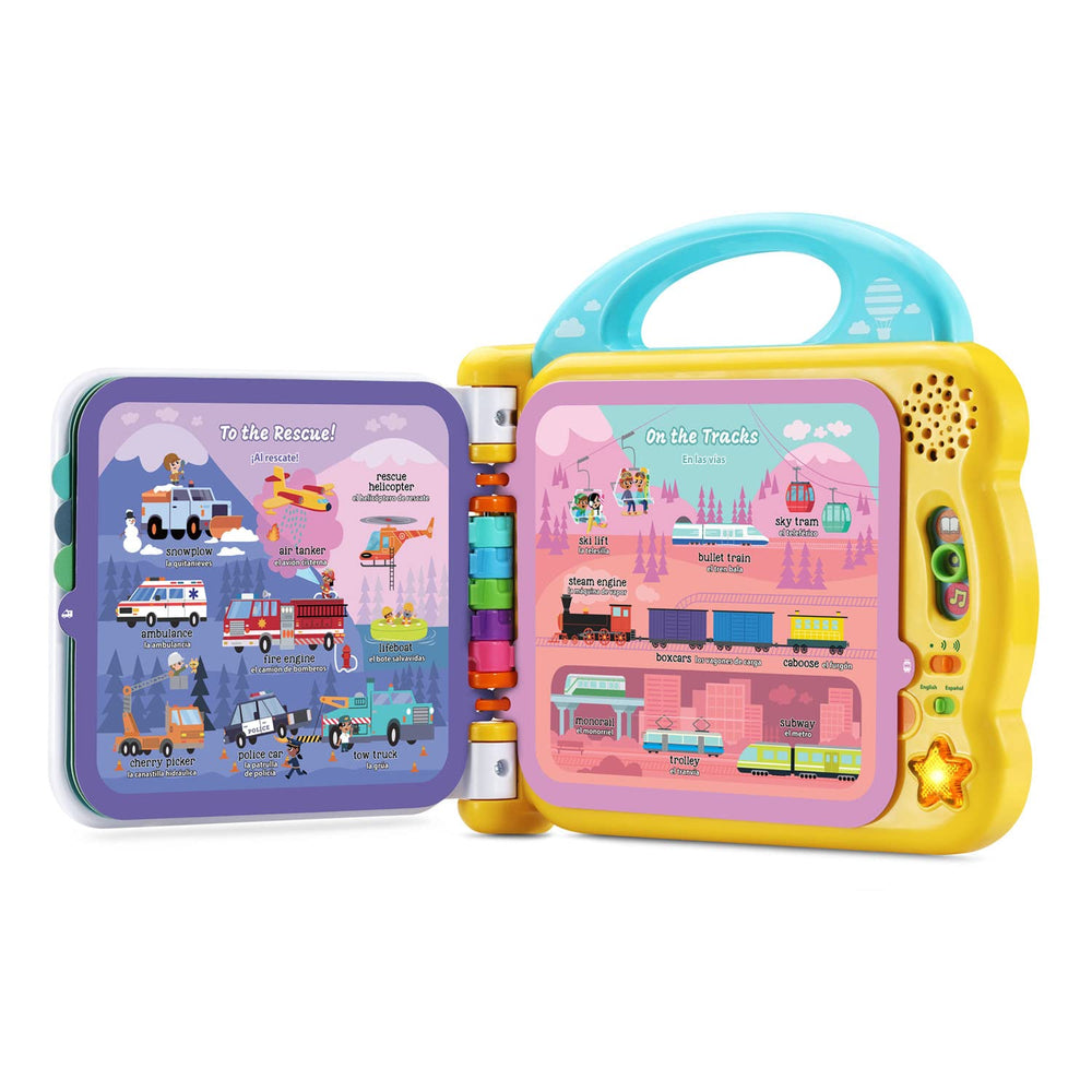 LeapFrog 100 Things That Go pages — vivid scenes explore movement concepts.