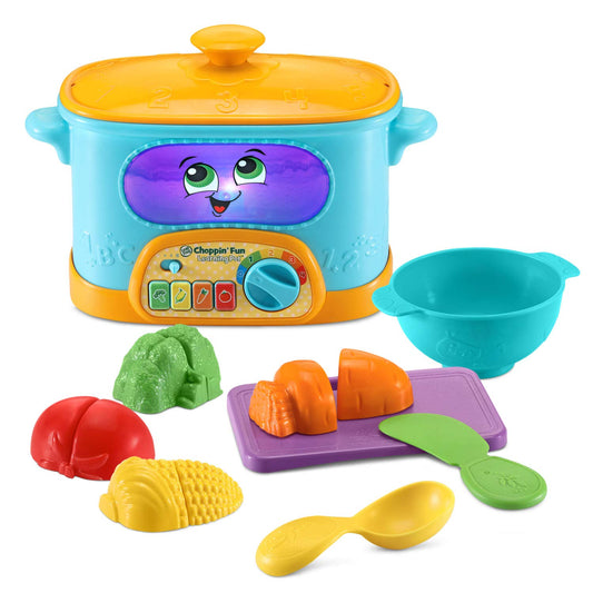 LeapFrog Choppinβ Fun pot with chopped veggies for pretend cooking and color learning.