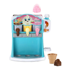 Toppings including whipped cream, caramel, cherry, and mint sauces for creative topping play
