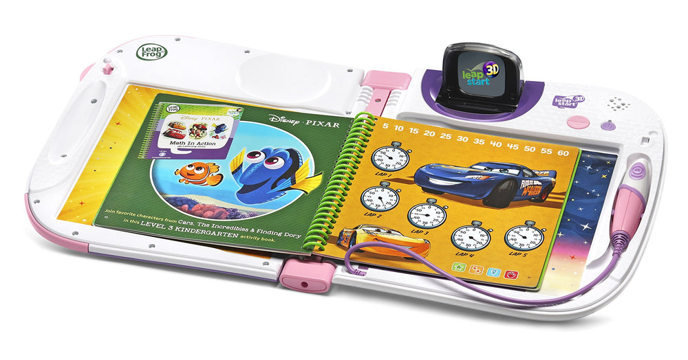LeapFrog LeapStart 3D setup image shows book download via internet for easy access.