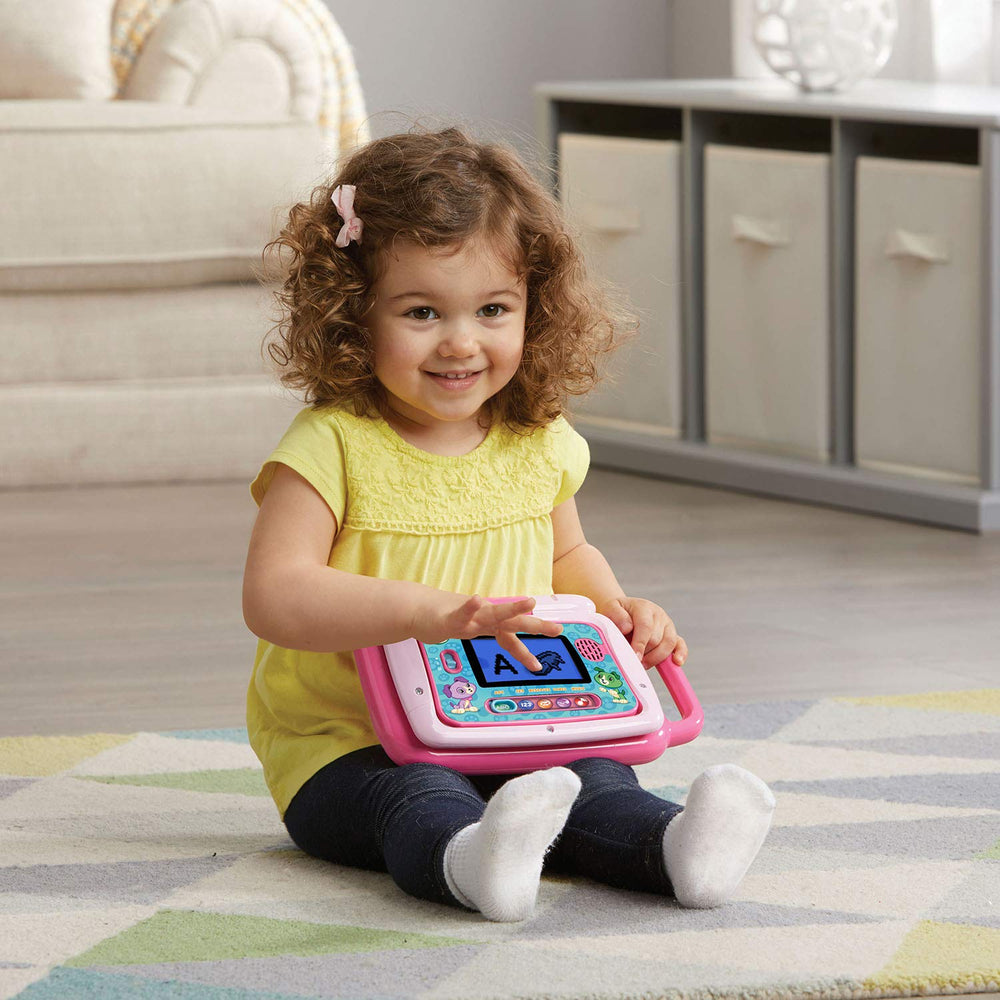 LeapFrog LeapTop Touch Pink offers ABCs, numbers, music, and messages modes
