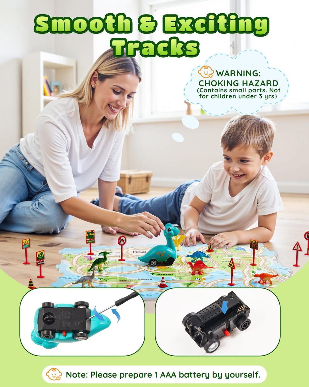 Leapio Puzzle Racer road signs with colorful guidance during play.