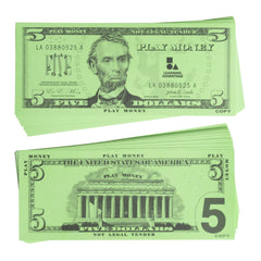 LEARNING ADVANTAGE five-dollar play bills: 100 notes for classroom math practice and pretend shopping.