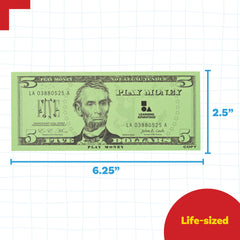 LEARNING ADVANTAGE us-currency-size: six-and-a-quarter-inch notes for realistic play.