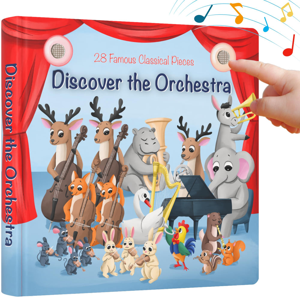 LEARNING BUGS Discover The Orchestra cover image promotes early musical curiosity for toddlers.